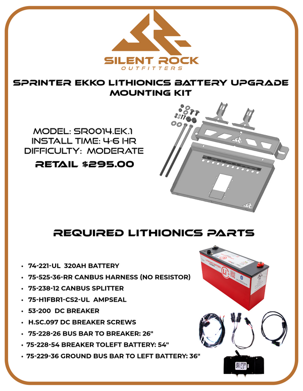 Sprinter Ekko Lithionics Battery Upgrade Bracket Kit (2x 320)