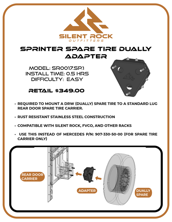 Sprinter Spare Tire Dually Adapter